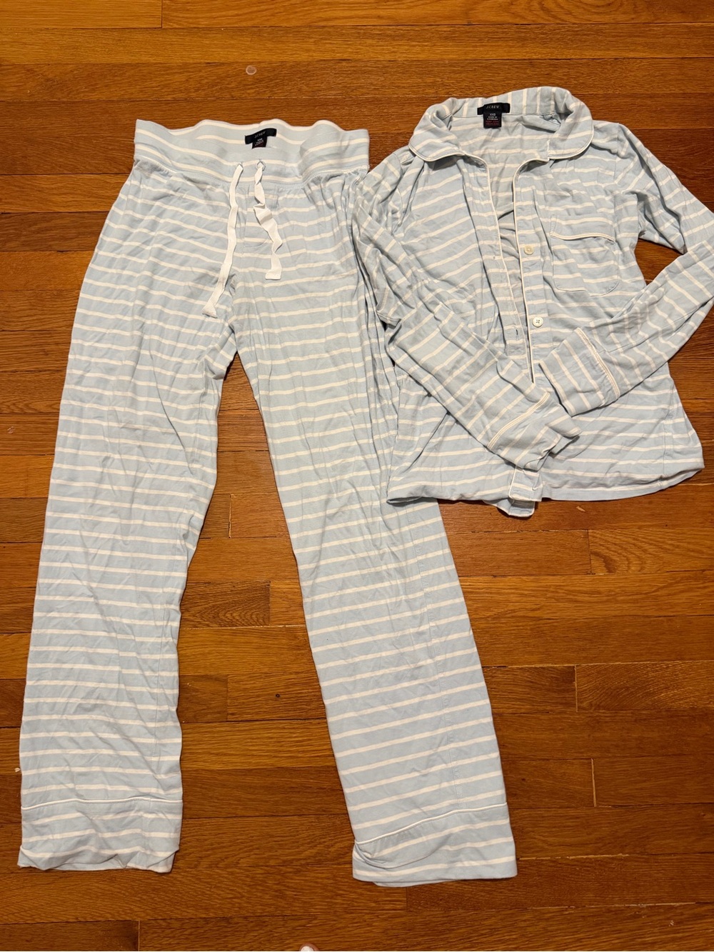 J. Crew Light Blue & White Striped Women's Pajama Set